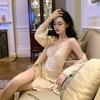 Pure Desire Style Sexy Lace Suspender Pajamas Women's Summer Ice Silk French Nightdress Loungewear Set Premium