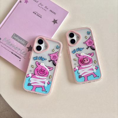 Lustige 3D süße rosa Schwein Handyhülle für iPhone 13 14 15 16 Pro Max Plus Kreative Cartoon-Hülle für iPhone16 16Pro