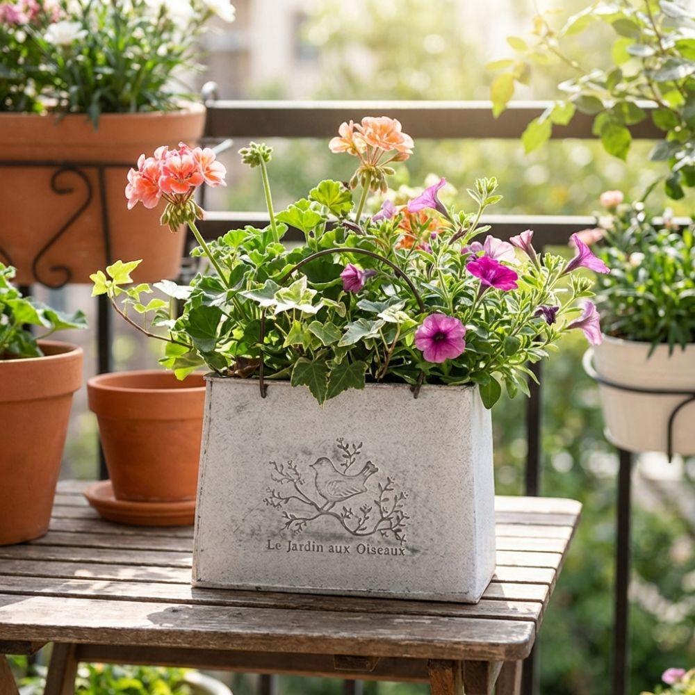 Vintage Used Handtasche Blumentopf Verschleißfester Blumenständer Metall-Blumenkorb Pflanzkübel Dekotopf