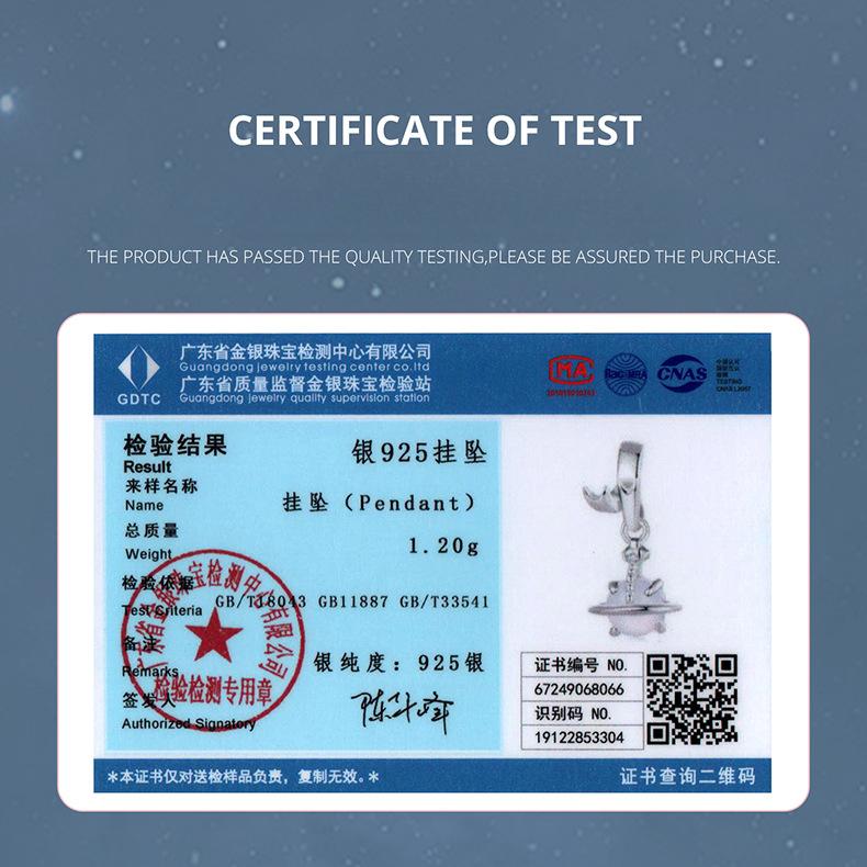 Pendentif Perle Planète Argent S925 Bracelet Personnalisé DIY Accessoires Perlés