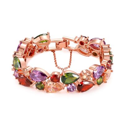 2026 European and American Mona Lisa Rose Gold Women's Colorful Zircon Bracelet