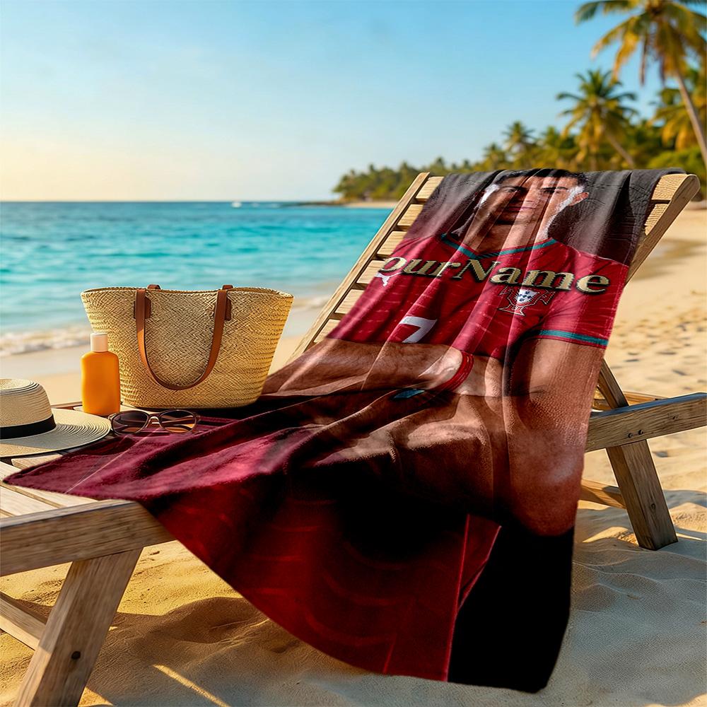 Cristiano Ronaldo Customize Text Beach Towel Super Soft Microfiber Quickdry Fabric Portable for SwimmingBeachCamping Travel Beach AccessoriesGym