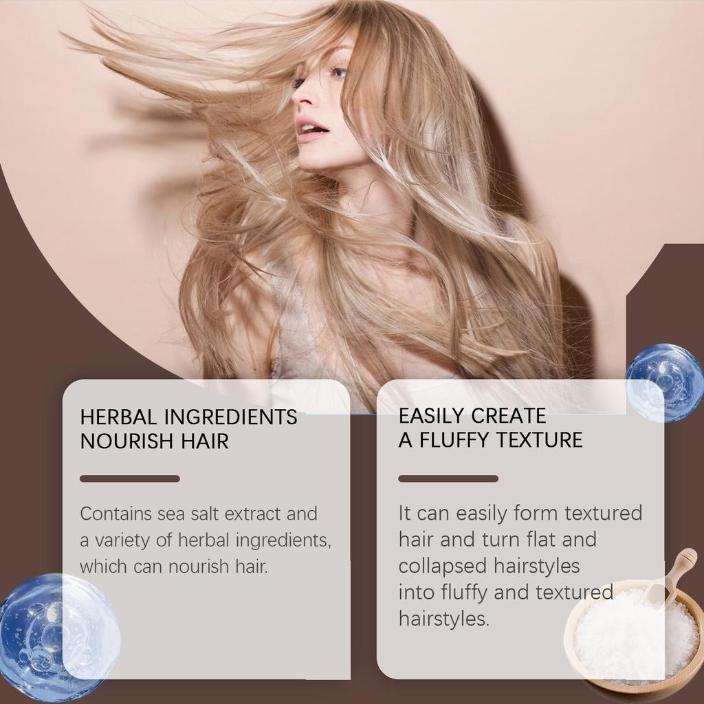 Sea Salt Dry Hair Spray Lazy Fluffy Hair Spray Refreshing Oil Removing Hair No-Rinse Styling Dry Hair Spray