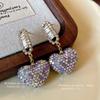 Silver Needle European and American Zircon Diamond-encrusted Love Earrings Sweet Fashion Temperament Earrings Mori High-end Earrings Women