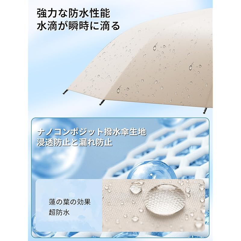 [Kumomi] folding umbrella folding umbrella beige one touch automatic open/close For both rain and shine Super water repellent UV cut heat shield