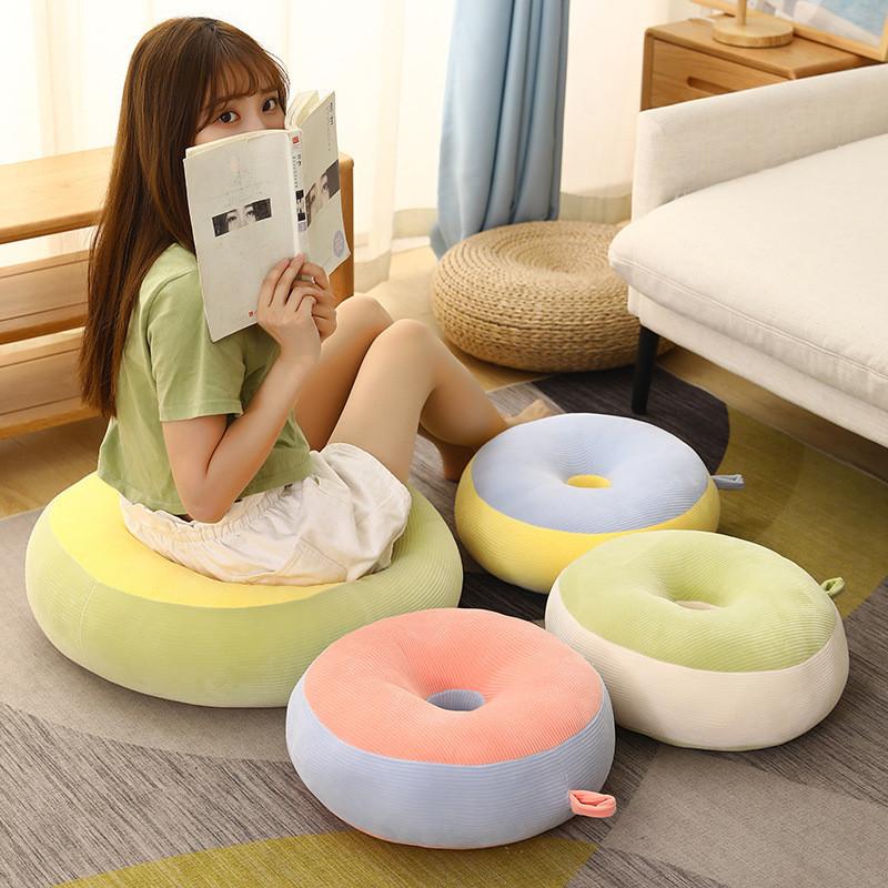 Sweetheart Macaron Round Cushion With Striped Pattern For Living Room And Bedroom Decor