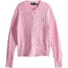 Polo Solid Color Single-Breasted Logo Long Sleeve Knit Sweater Women Sweater Caramel-Pink 211971868-010