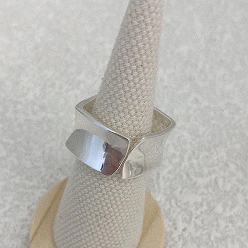 

Foxanry минималистичные кубические геометрические кольца на палец для женщин, пары, новые модные аксессуары для вечеринок, ювелирные изделия 17mm серебряный