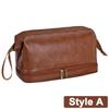 Portable Cosmetic Bag PU Leather Wash Bag Travel Business Trips Large Capacity Multi Pocket Design Handheld Leather Wash Bag