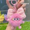 Bowknot Colorful Plush Rabbit Fur Keychain Cute Cartoon Design Perfect For Bags