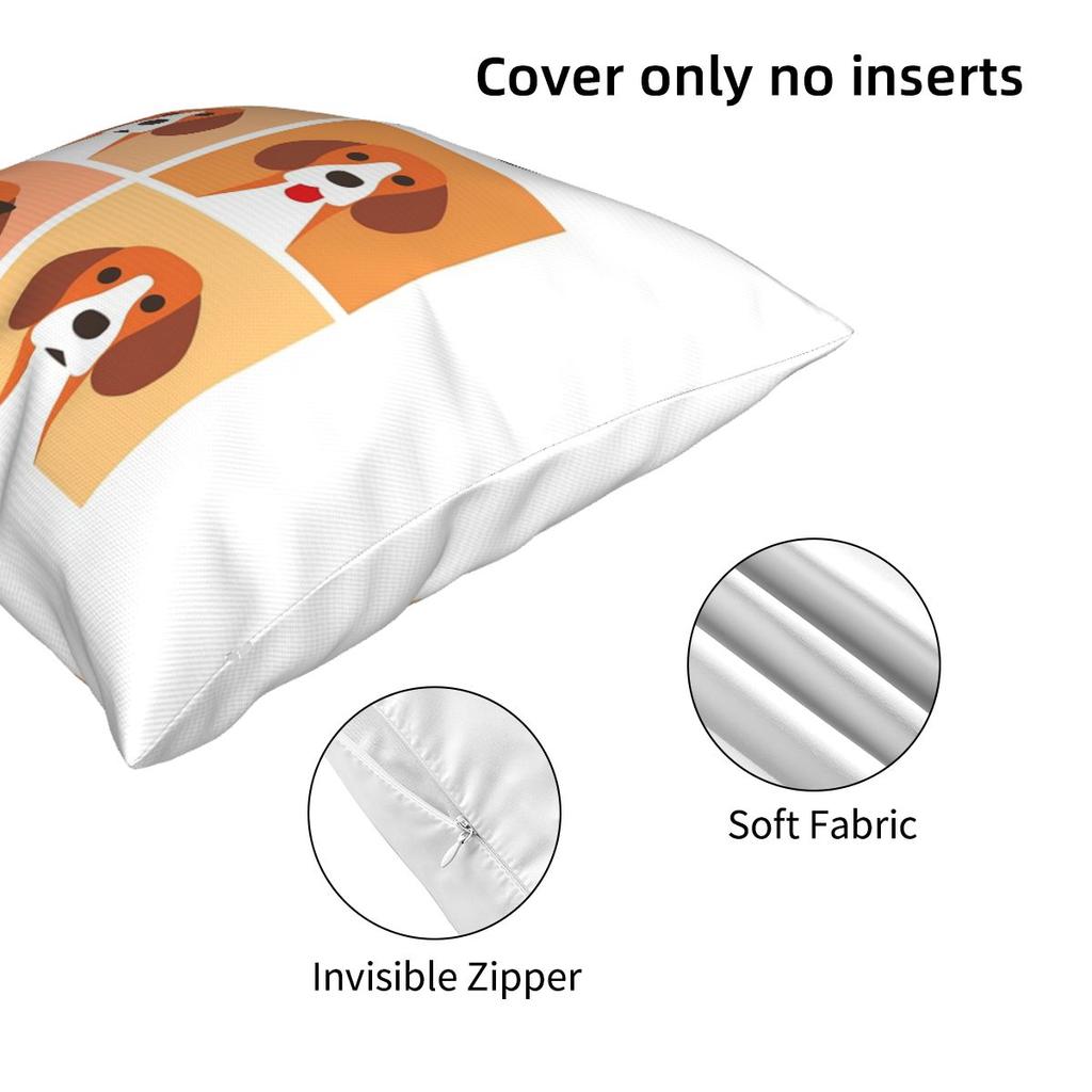 The Beagles Square Pillowcase Pillow Cover Cushion Zip Decorative Comfort Throw Pillow for Home Bedroom