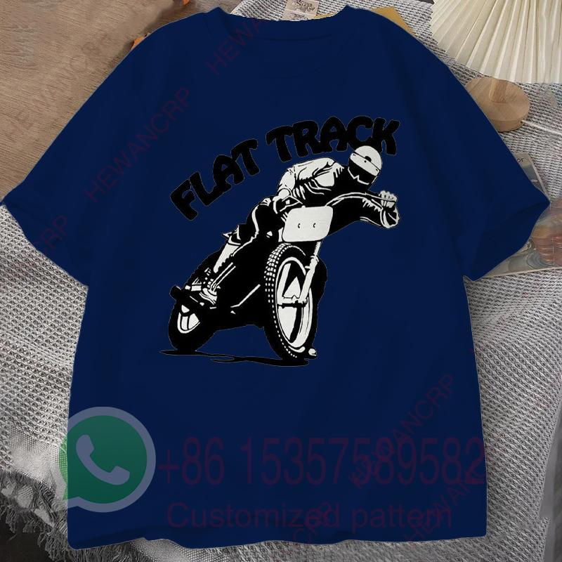 Flat Track Motorcycle Racing Tshirt Mens Tracksuit Cotton Casual Sportswear Crew Neck Pullover Short Sleeve Summer Streetwear