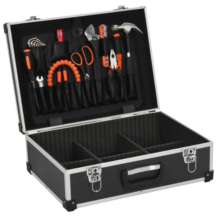 VidaXL Valise à outils 46 x 33 x 16 cm Noir Aluminium