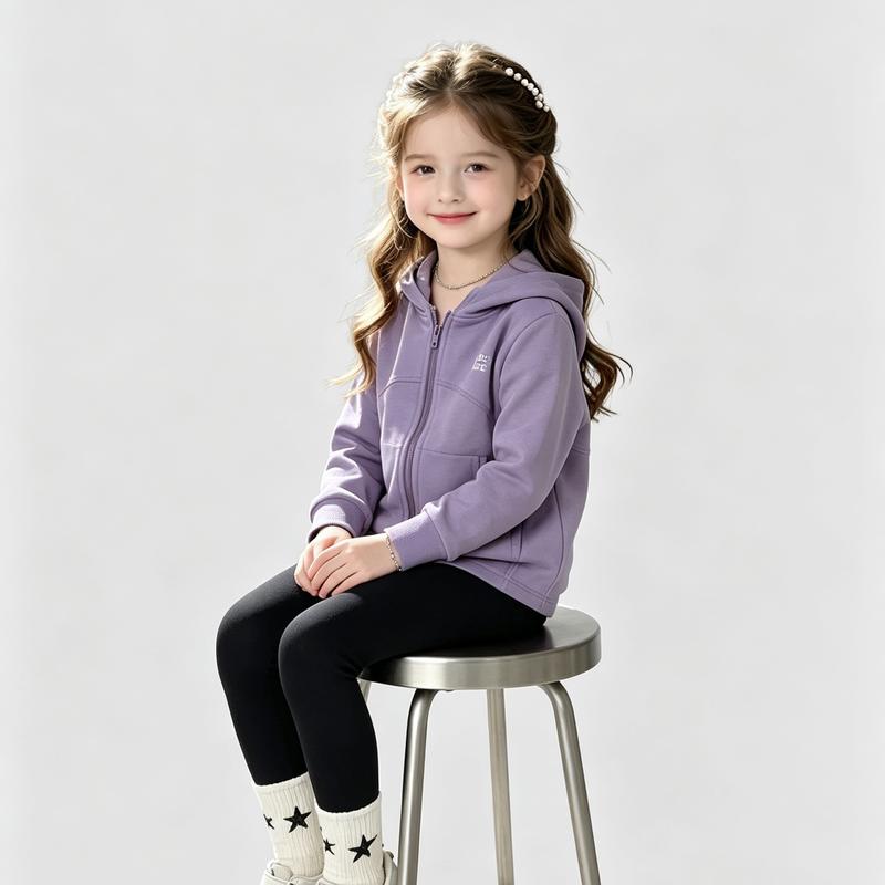 Ensemble sweat à capuche zippé et legging pour filles Yima