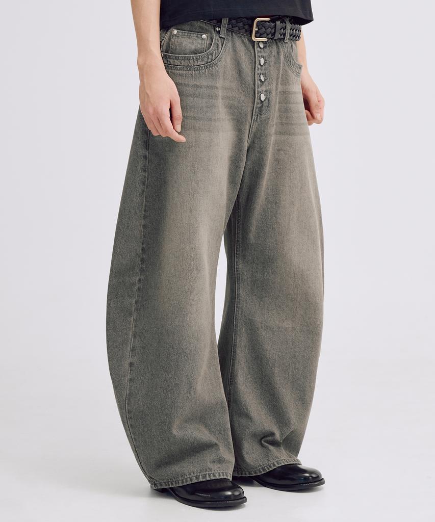 TAKEASY Smoky Button-Fly Denim Pants (Smoky Gray)