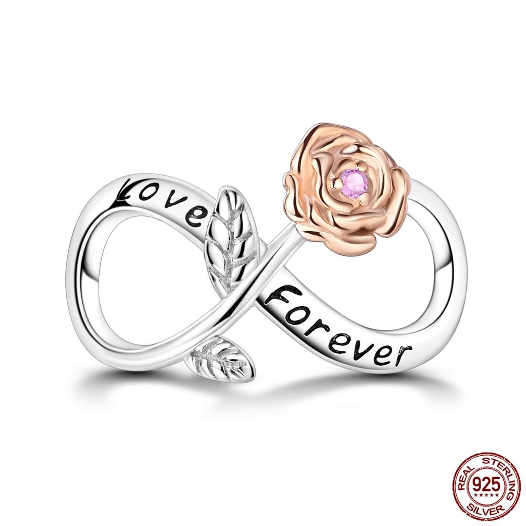 Copper ValentineS Day Couple Love Heart Rose Pendants Charm Bead Fits Genuine Bracelets DoItYourself Jewellery Gifts Women