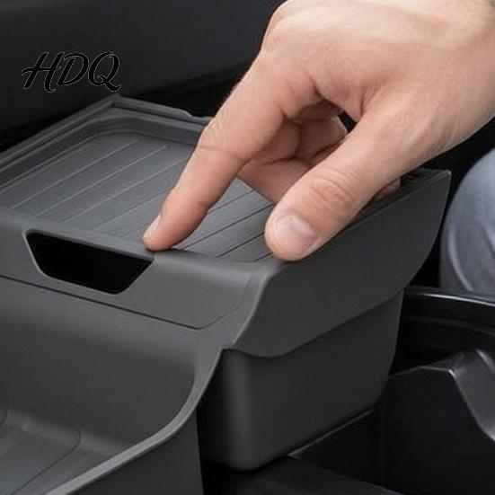 Rear Trunk Storage Bucket under Screen Organizer for Tesla Model Y Center Console Box Dual-section Armrest Tray 2025 2026 Accessories