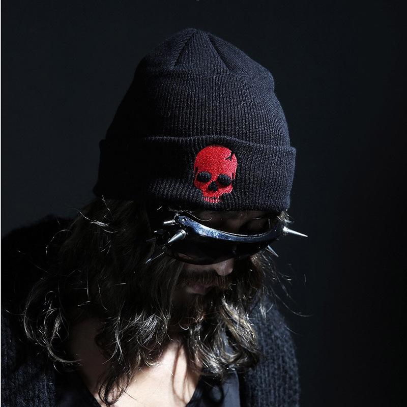 Knitted Hat Men's Autumn and Winter European and American Punk Wool Hat Personalized Skull Knitted Hat Cold Hat Warm Hip Hop Pullover Hat