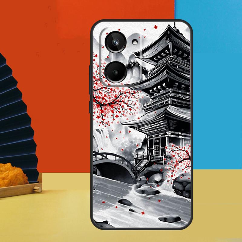 Japanese Art Temple Sakura For Realme 15 Pro 14 12 11 10 13 Pro Plus C65 C67 C63 C61 C55 C51 C53 C35 C75 GT6 GT7 Case