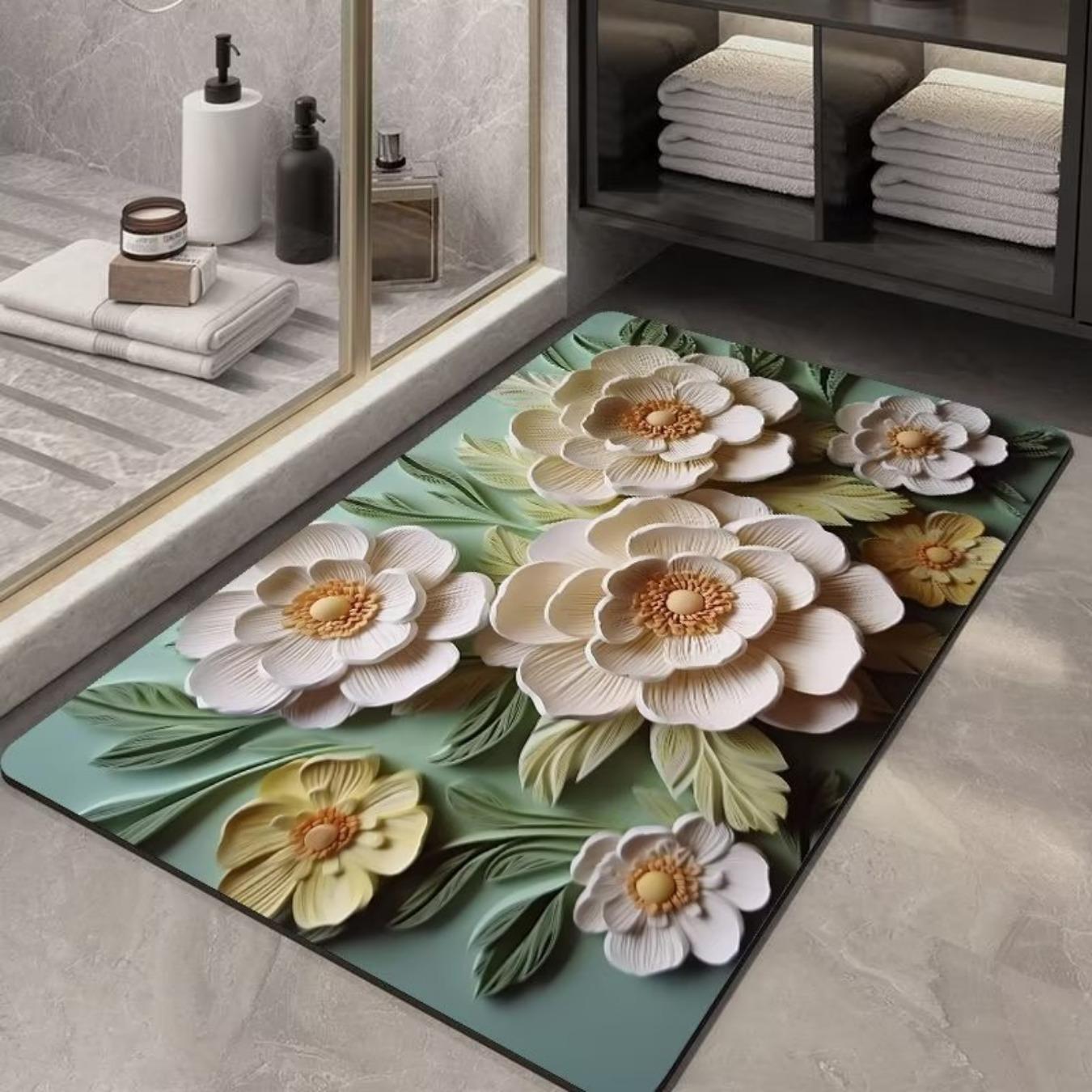 

Діатомовий друк Потовщення килимка для ванної кімнати Нековзкі килими для ванни В умивальнику Килимок на підлозі збоку ванни Килимок для душової кімнати Придверний килимок Memory Foam 3D Pad 600mm*900mm