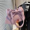 Autumn New Luxury Big Bow Blue Underarm Bag For Women  Fashion Bow Decor One Shoulder Bag PU Solid Versatile Crossbody Bags