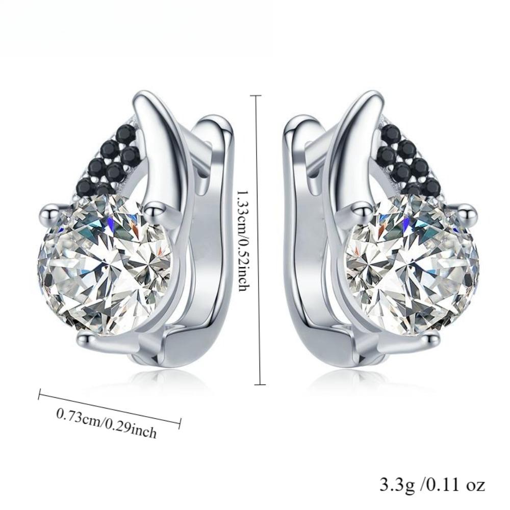 Sparkling Copper Stud Earrings with Black Stone Accents