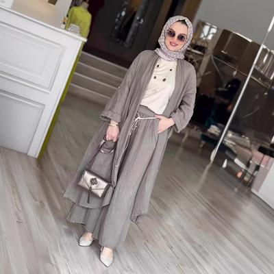Spring/Summer 2025 Women's Fashion: Loose Long Cardigan & Wide-Leg Pants Two-Piece Set
