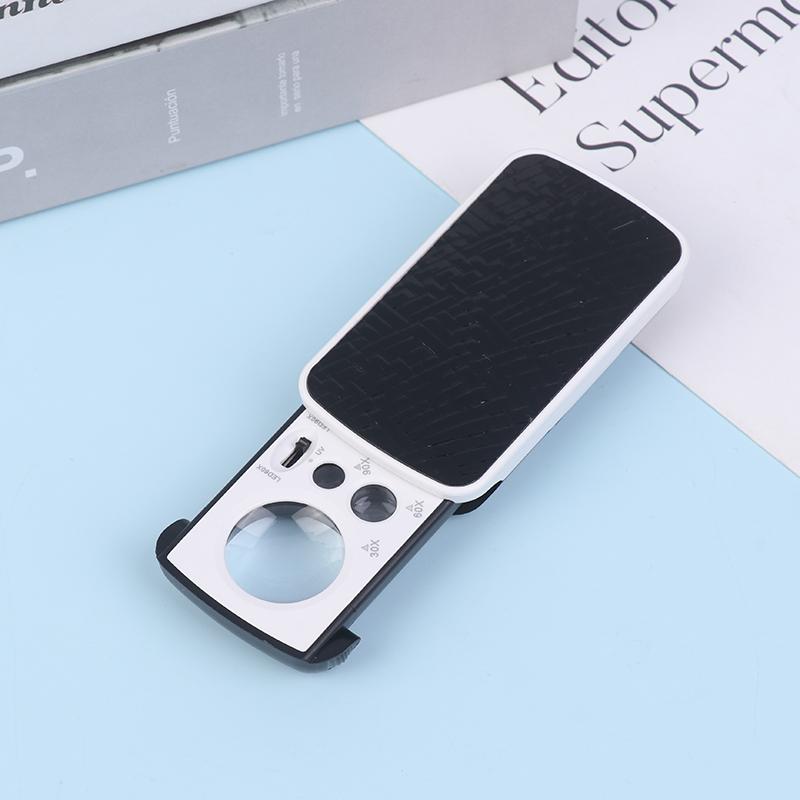 30X 60X 90X Pocket Jewelry Magnifier With Uv Led Light Slide Out Magnifying Glass Optical Lens Loupe For Diamonds Coins Stamps