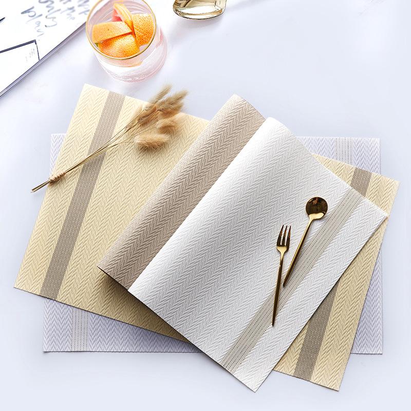 Nordisches PVC Hitzebeständiges Tischset Wasserdicht Ölbeständig Rutschfest Tischsets Doppelgestreiftes Design Hotels Restaurants Esstisch Dekor