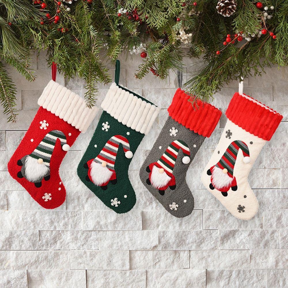 Bag Pocket Hanging Christmas Gift Santa Claus Sock Christmas Stocking Gift Bag Christmas Tree Decor
