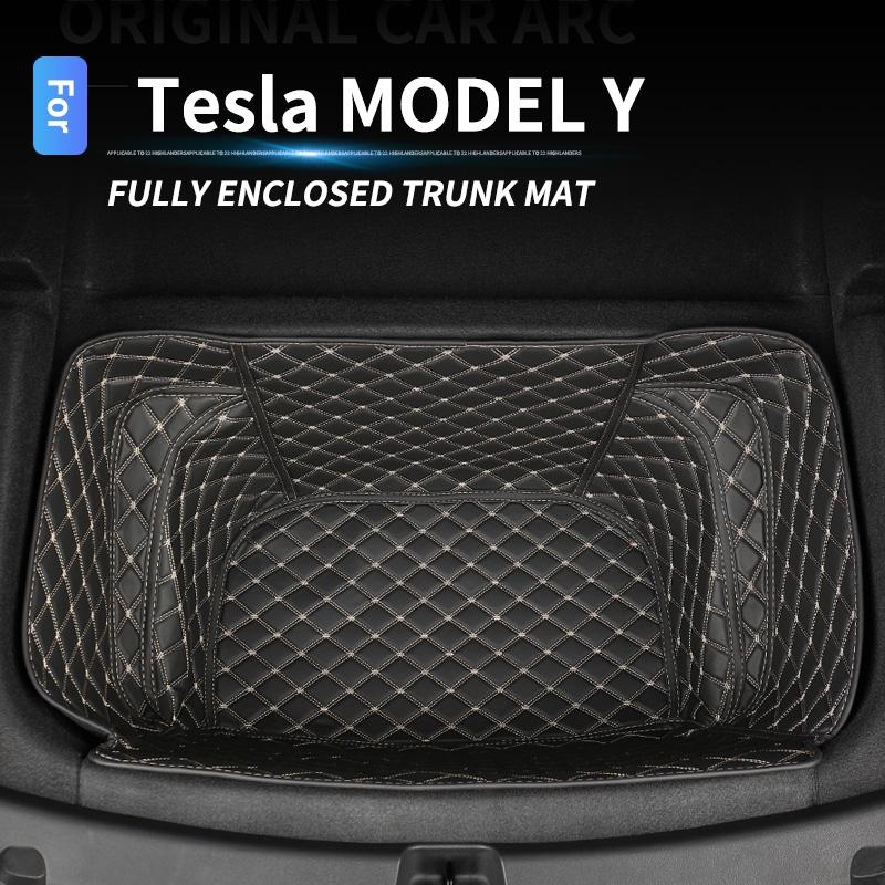 

Для Tesla Model Y, коврик для хранения багажника автомобиля, коврик для хранения переднего багажника, аксессуары, защитная нижняя накладка, кожаное украшение