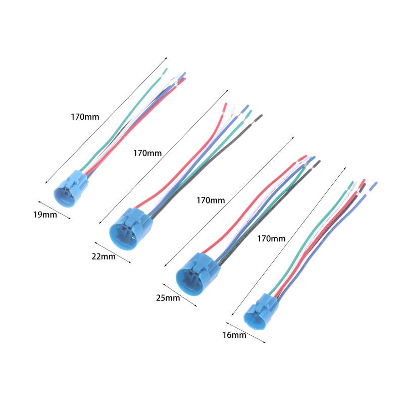 16/19/22/25Mm Cable Quick Connectors Electrical Wires Socket Harness Led Light Metal Push Button Switch Connection Assembly
