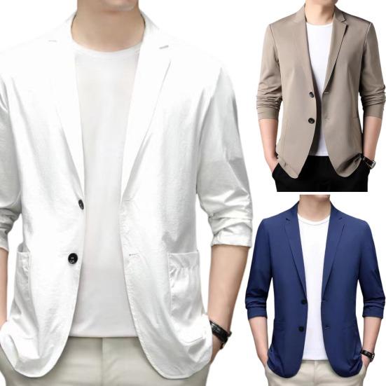 Herren Anzugmantel Revers Langarm Einreiher Anzug Farbe Jacke Uni Einzelne Taschen Business Formell Anzugmantel Arbeitskleidung