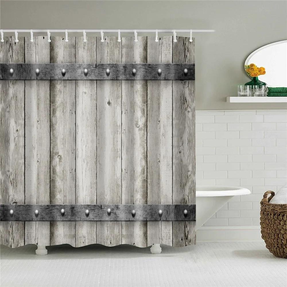 

Ретро Художественная Занавеска для Душа Рустикальный Кантри Рисунок Амбарной Двери Занавески для Ванной Комнаты Занавески для Ванной Домашний Арт Декор 90*180cm
