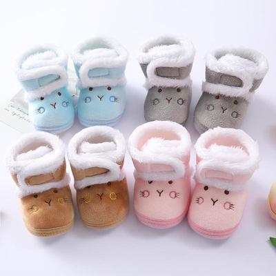 Cute Bear Infant Plush Shoes Winter Thicken Warm Anti-skid Soled Newborn First Walkers Foot Aby High Top Snow Boots