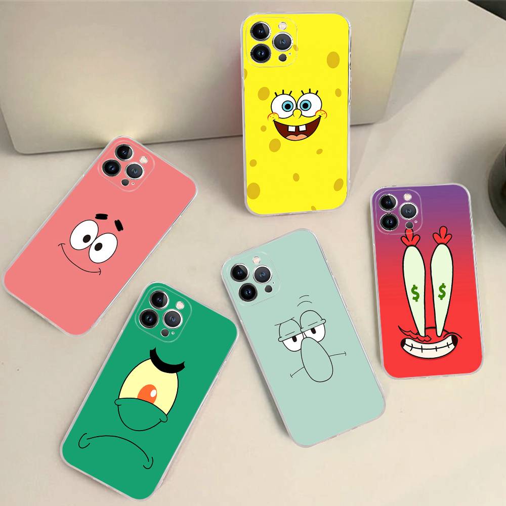 Cute SpongeBob Dolls Phone Case for iPhone 17 16 15 14 13 12 11 Pro Max Plus Soft Cover Personalized DIY