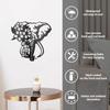 Black Metal Elephant Flower Wall Art Decor, Iron Garden Sculpture for Home Patio Fence