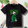 Boys Crew Neck Short Sleeve T-Shirt with Soccer Birthday Number 5 6 7 Print