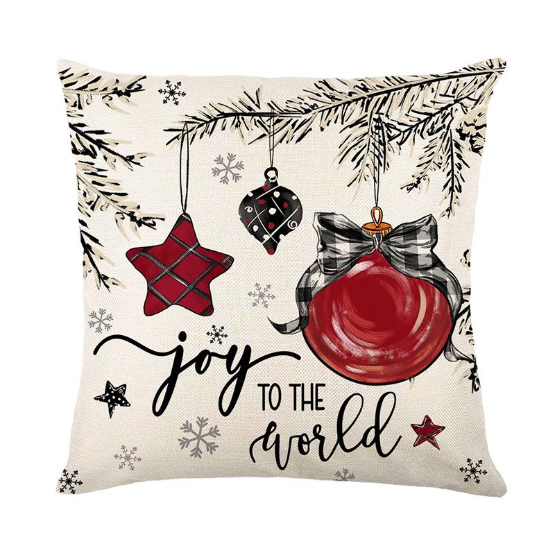 Christmas Pillow Cover Linen Christmas Tree Print Home Cushion Cover Living Room Sofa Pillow Cover