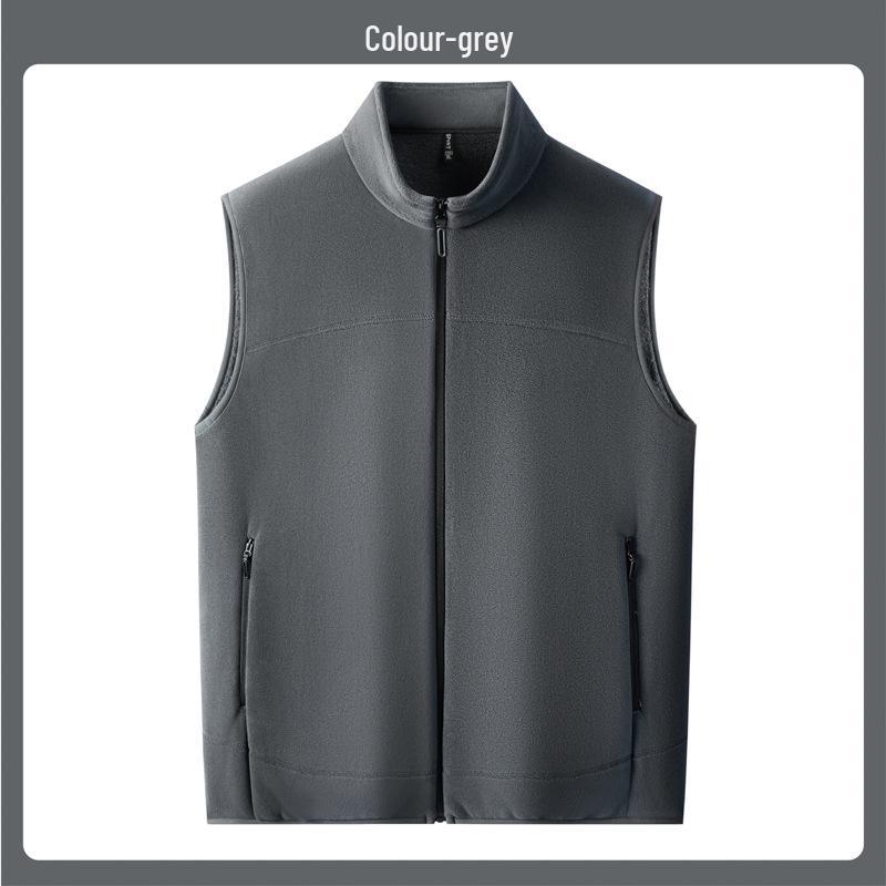 2025 Men's Stand-Up Collar Fleece-Lined Zipper Vest - Warm, Fashionable & Versatile for Autumn/Winter