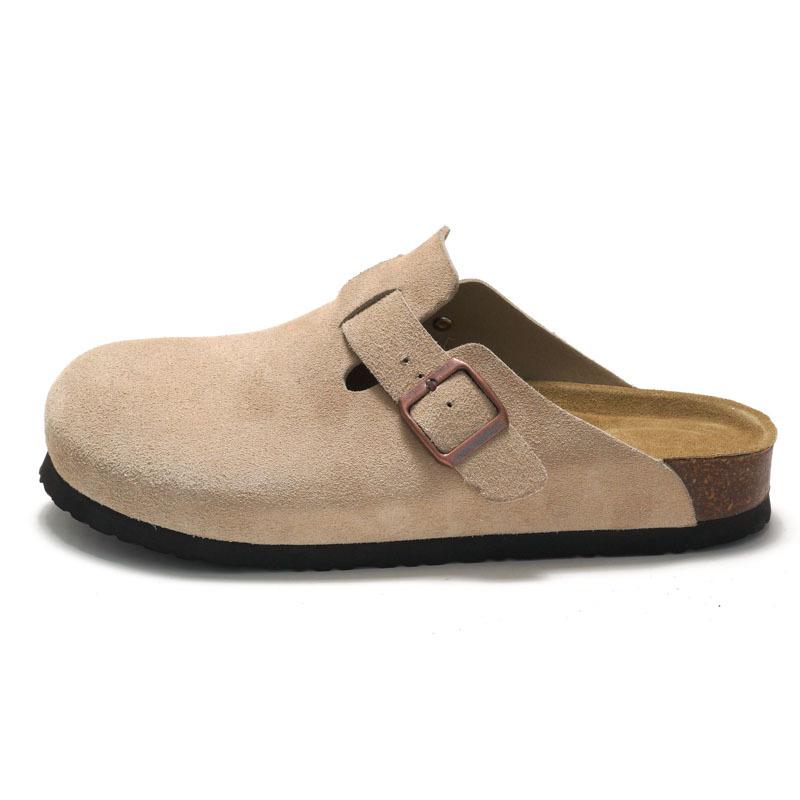 

Pallene Cork Suede Clogs for Women Men Cork Footbed Slippers Fashion Outdoor Beach Sandals with Arch Support Slip-on Home Shoes 44 бежевый