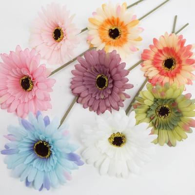 6 Stück Künstliche Gerbera Gänseblümchen Kunstblumen mit Biegsamem Stiel Faux
