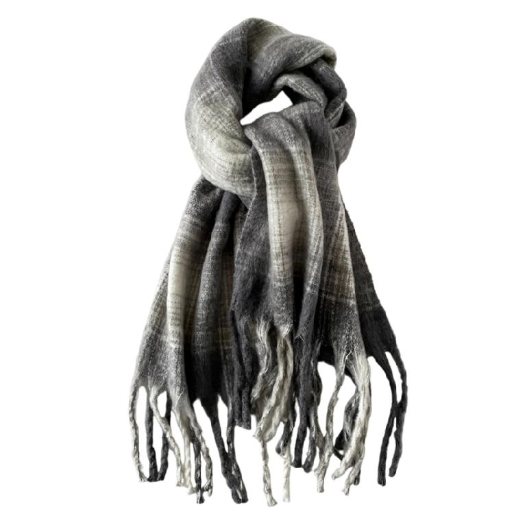 Classical Plaids Pattern Scarf Mohair Blend Long Scarf Warm Comfortable Neckwrap For Daily Outfit Winter Warmth
