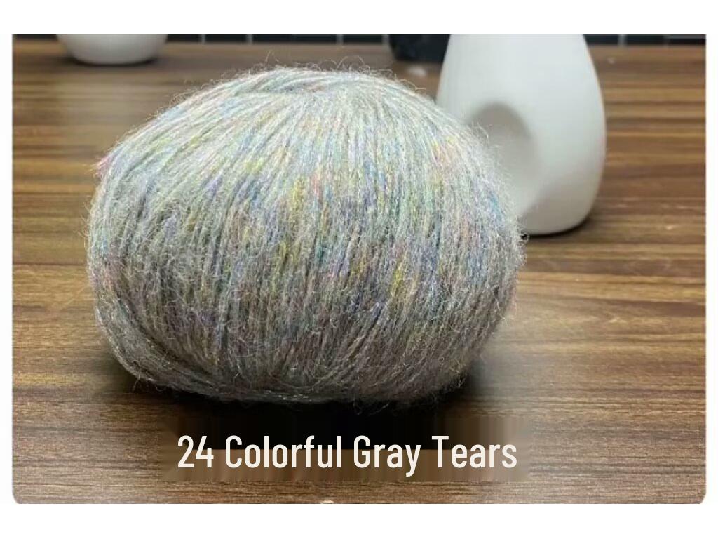 Medium-Thick Sparkly Mohair & Wool Soft Hand-Knitting Yarn Skein