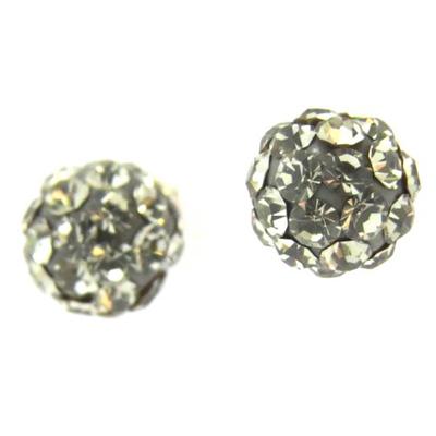 [N2930] - Gray 'Sissi' Silver Earrings (4 Mm)