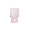 4 PCS Pink Glass Vertical Stripes  Home Decor Candle Holders Wedding Decoration Table Centerpieces Accessories Candlesticks