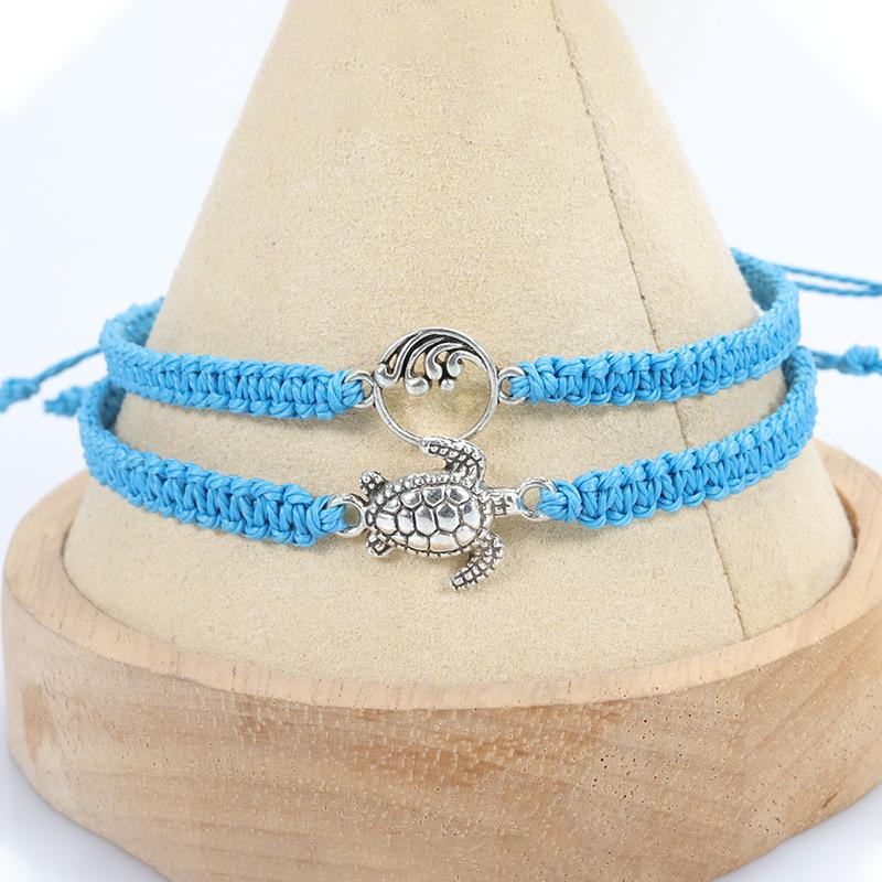 Beach Surfer Wave Bracelet for Women,Ocean Wave Adjustable Waterproof Handmade Braided String Beaded Bracelet Friendship Anklets