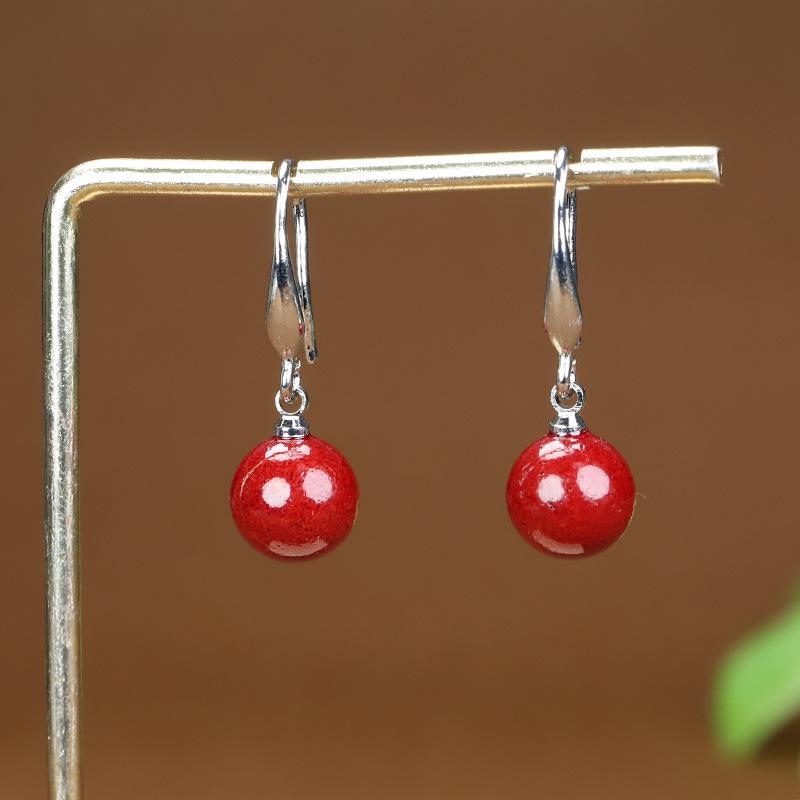 

Натуральная киноварь с высоким содержанием, серьги-пусеты с пурпурным золотым песком для женщин