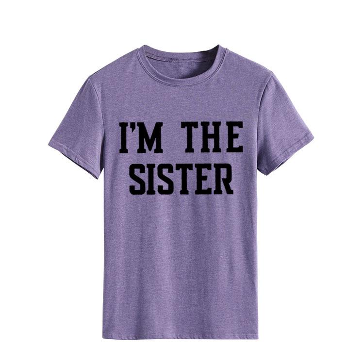 "I'M THE SISTER" Letter Print Women's Short-Sleeve T-Shirt - European & US Style Cross-Border Fashion.