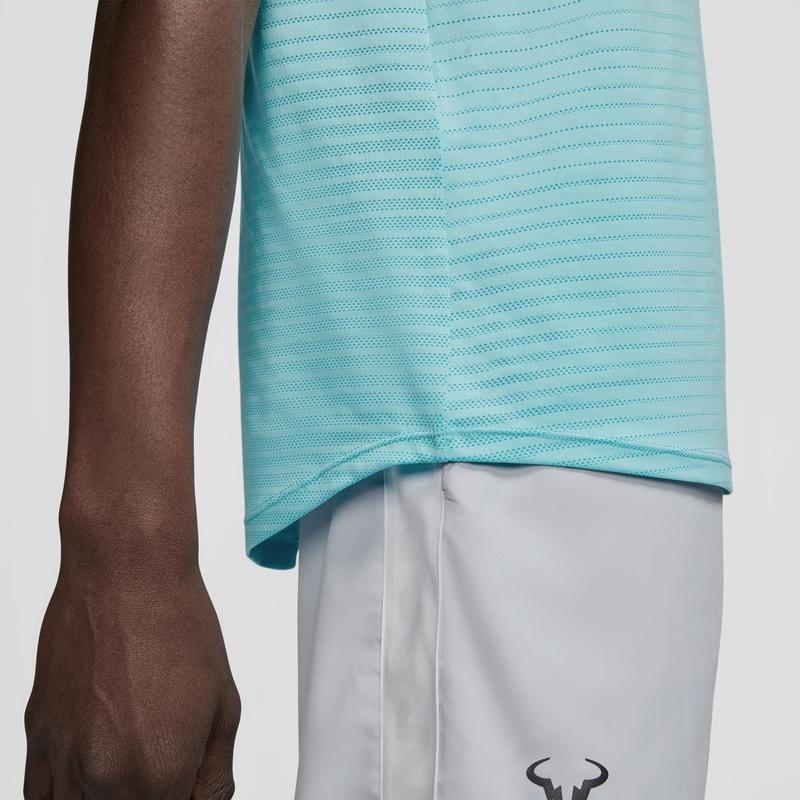 Nike Court Aeroreact Rafa Crew Neck Pullover Sports Casual Short Sleeve Tennis Shirt Men Tops Polar-Blue Laser-Red CI9153-445